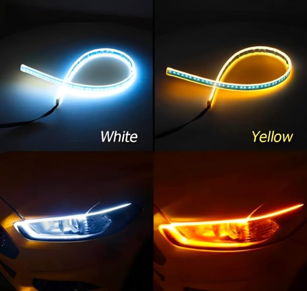 Trending Hub Universal Bike & Car Strip Light -Dual Color Turn Signal 2-in-1 (Yellow & White)