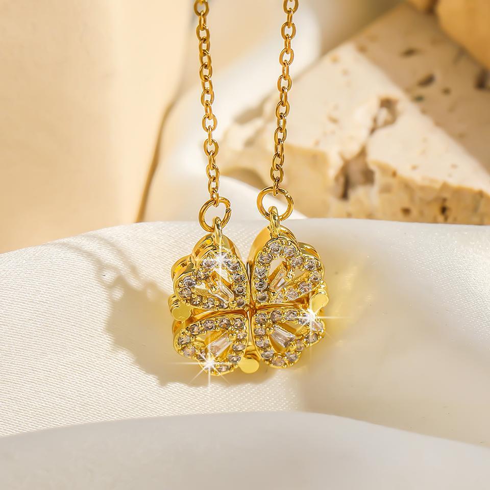 Magnetic Heart Design Gold Plated Necklace Silver & Golden (Free Delivery)
