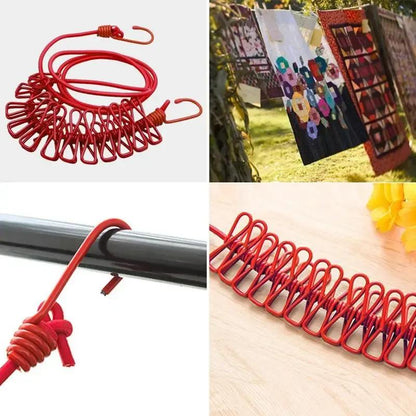 Durable 12 Pcs Laundry Hanging Clips with Adjustable Rope with Free Delivery