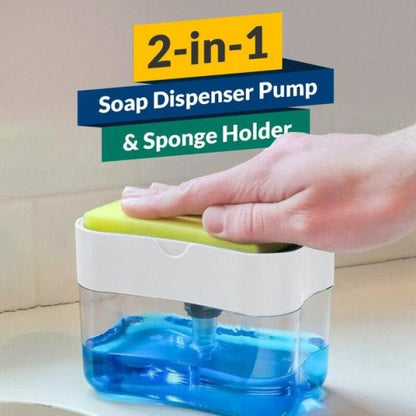 2 in 1 Premium Quality Plastic Soap Dispenser & Sponge Holder Pump (Free Delivery)